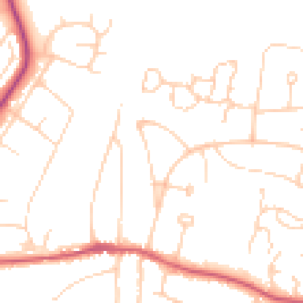 Daytime road noise heatmap for BN6 8DZ