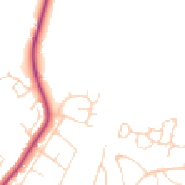 Daytime road noise heatmap for BN6 8EL