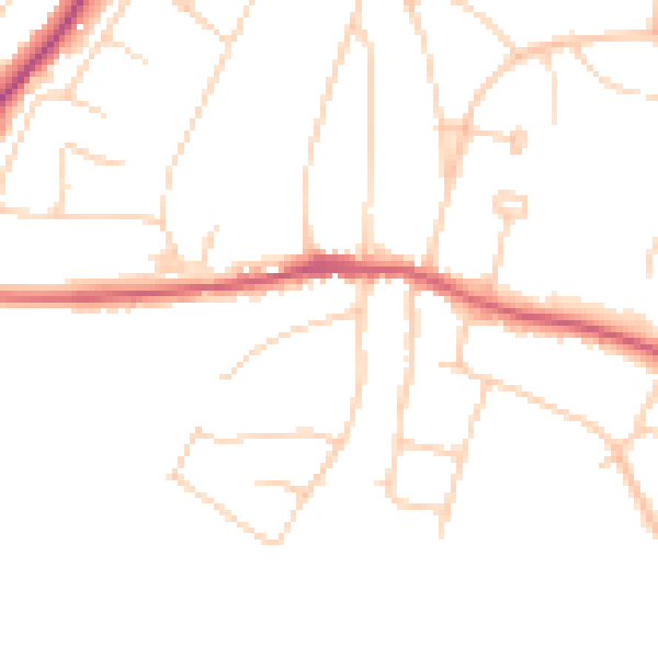 Daytime road noise heatmap for BN6 8HB