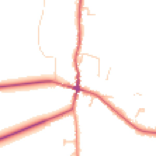 Daytime road noise heatmap for BN6 8SY