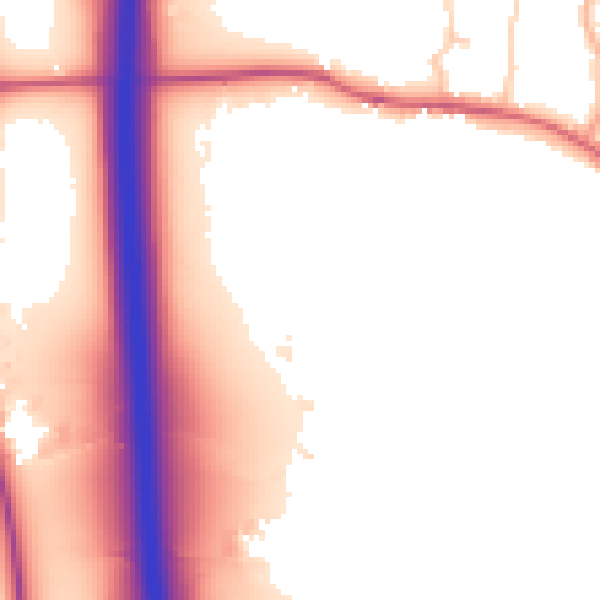 Daytime road noise heatmap for BN6 9ER