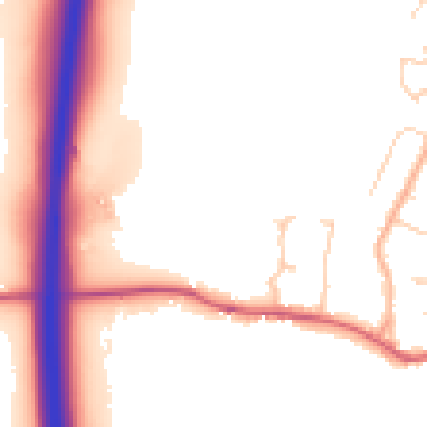Daytime road noise heatmap for BN6 9EY