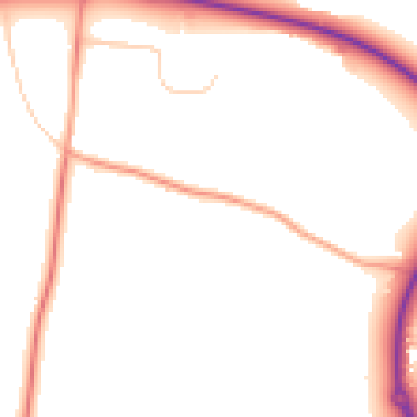 Daytime road noise heatmap for BN6 9LE