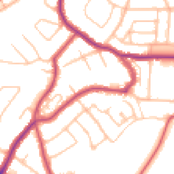 Daytime road noise heatmap for BR2 7EY