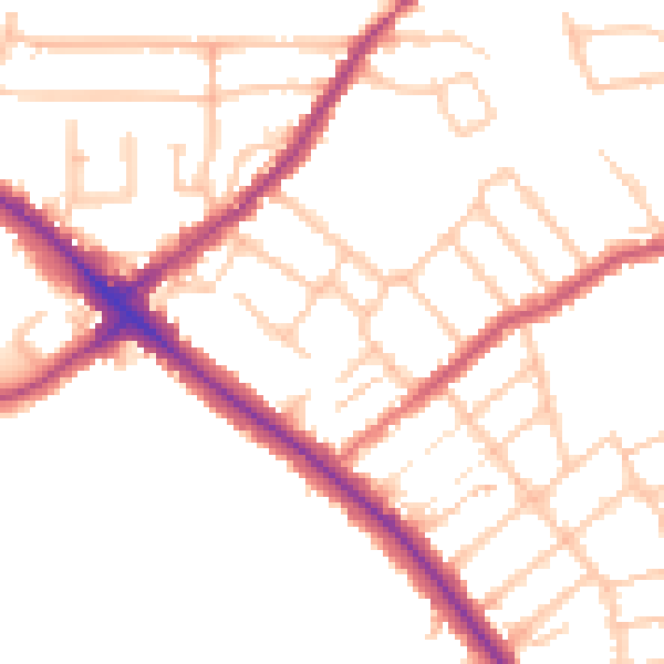 Daytime road noise heatmap for BR2 9NA