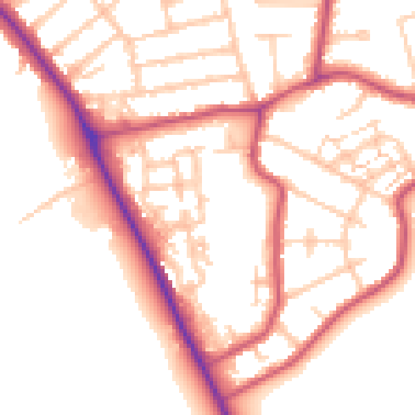 Daytime road noise heatmap for BR2 9TQ