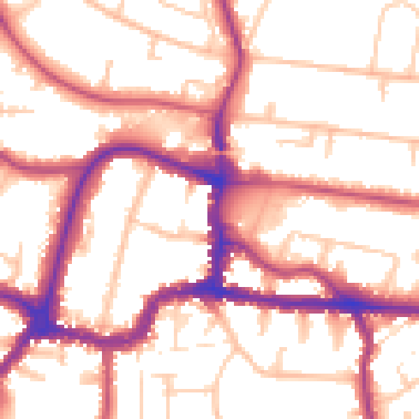 Daytime road noise heatmap for BR3 1AY