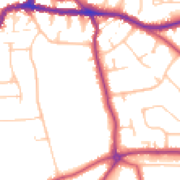 Daytime road noise heatmap for BR3 6LX