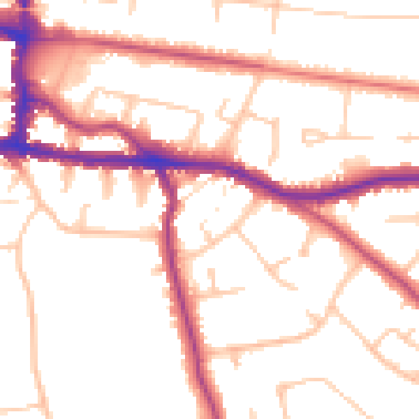 Daytime road noise heatmap for BR3 6NS
