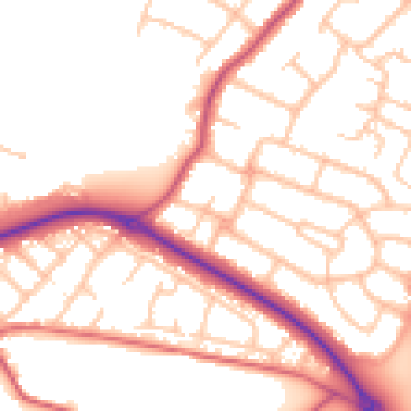 Daytime road noise heatmap for BR6 9NR