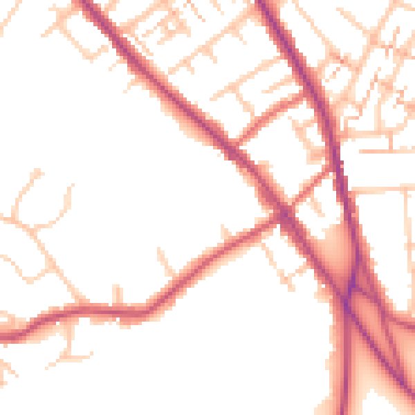 Daytime road noise heatmap for BR7 5BG