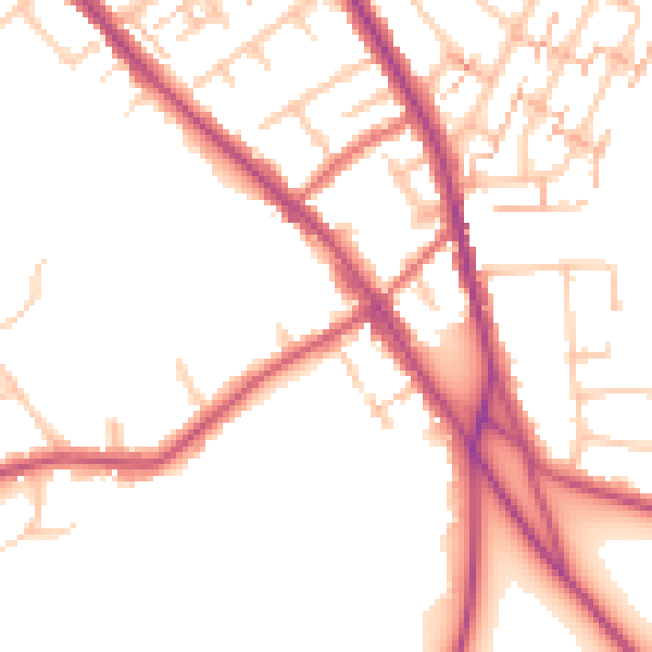 Daytime road noise heatmap for BR7 5BX