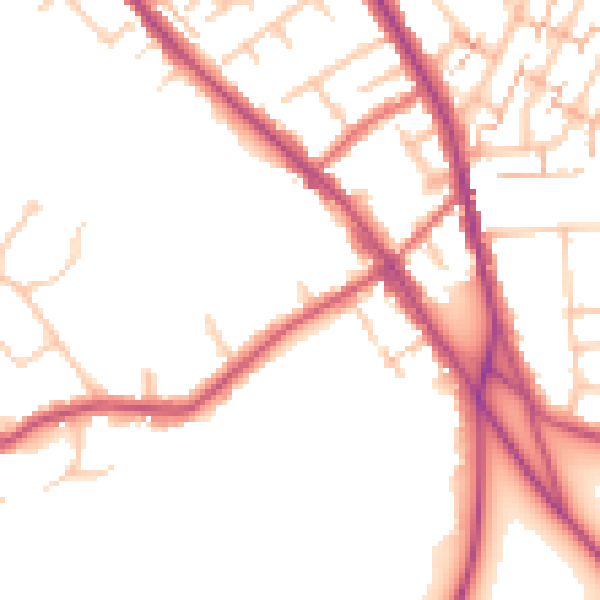 Daytime road noise heatmap for BR7 5DE