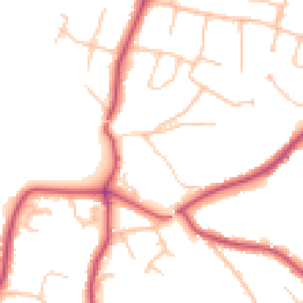 Daytime road noise heatmap for BR7 5EE