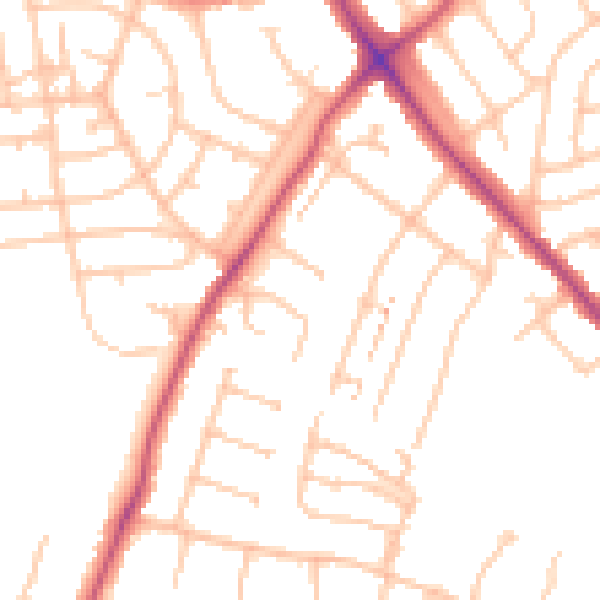 Daytime road noise heatmap for BR7 6EU