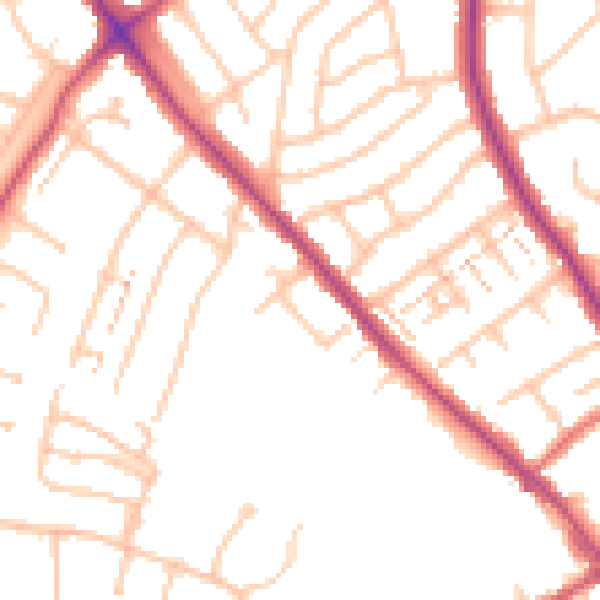 Daytime road noise heatmap for BR7 6FF