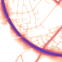 Daytime road noise heatmap for BR8 7BZ