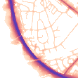 Daytime road noise heatmap for BR8 7DU