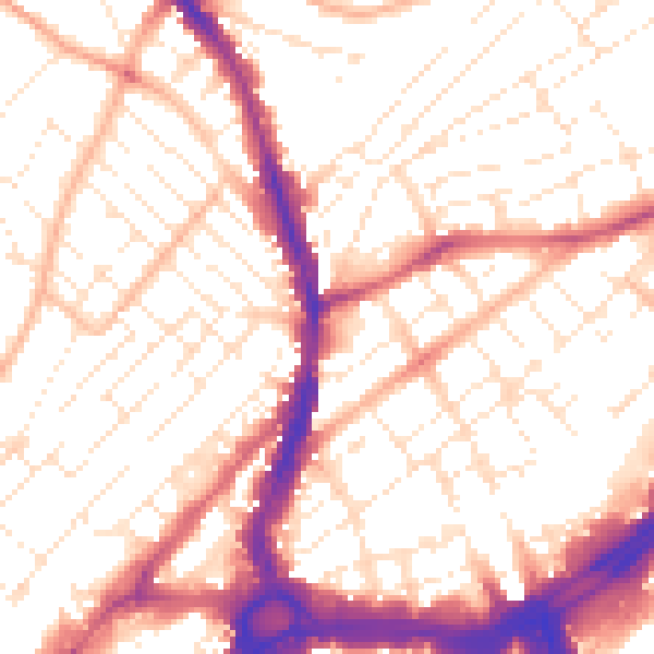 Daytime road noise heatmap for BS1 3FE