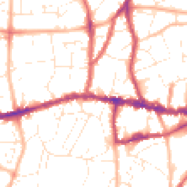 Daytime road noise heatmap for BS15 1AN