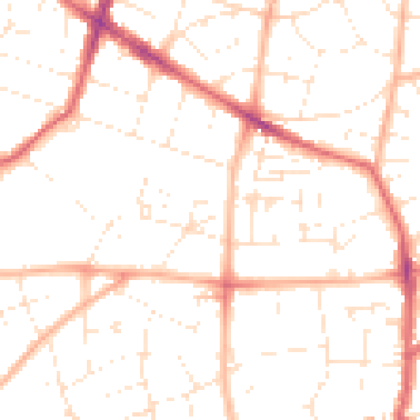 Daytime road noise heatmap for BS15 1LA