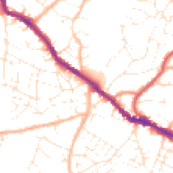 Daytime road noise heatmap for BS15 3EE