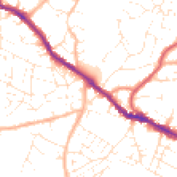 Daytime road noise heatmap for BS15 3EF