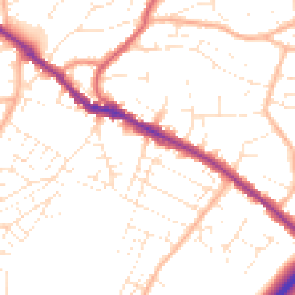 Daytime road noise heatmap for BS15 3HB