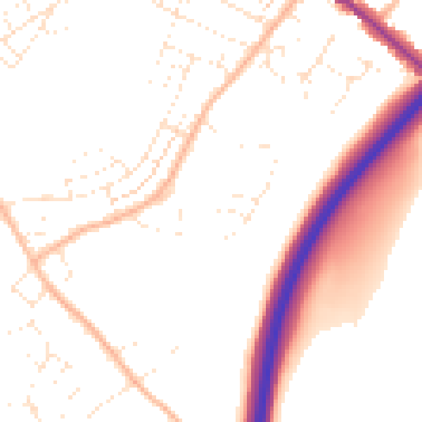 Daytime road noise heatmap for BS15 3JZ