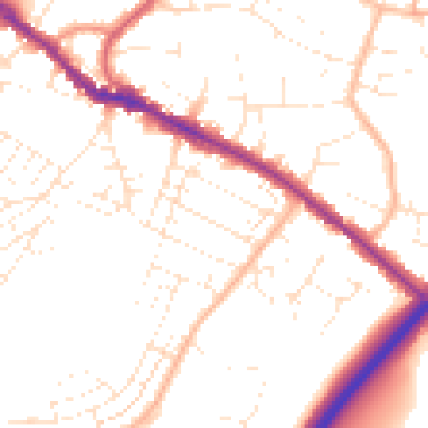 Daytime road noise heatmap for BS15 3PG