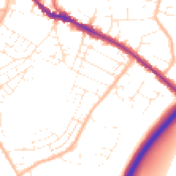 Daytime road noise heatmap for BS15 3PP