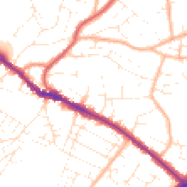 Daytime road noise heatmap for BS15 3QL