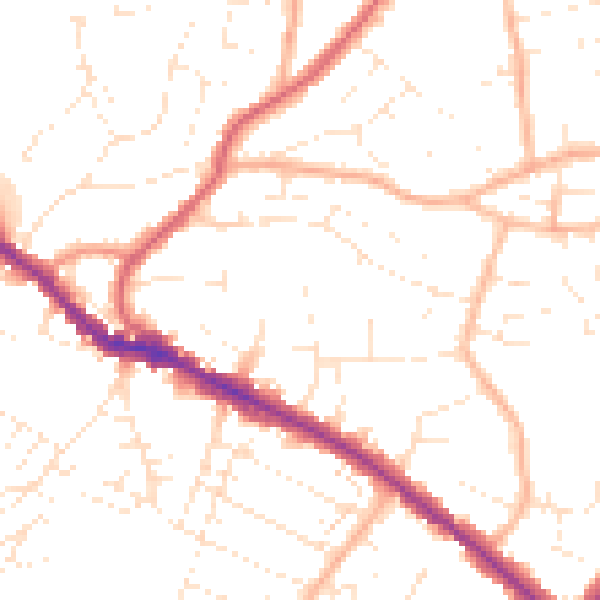 Daytime road noise heatmap for BS15 3QN