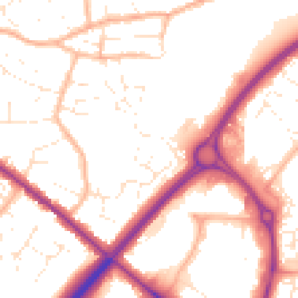 Daytime road noise heatmap for BS15 3SJ
