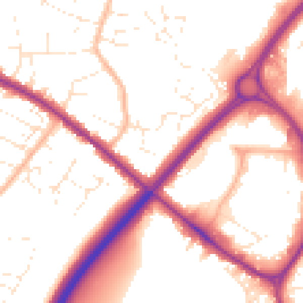 Daytime road noise heatmap for BS15 3SW