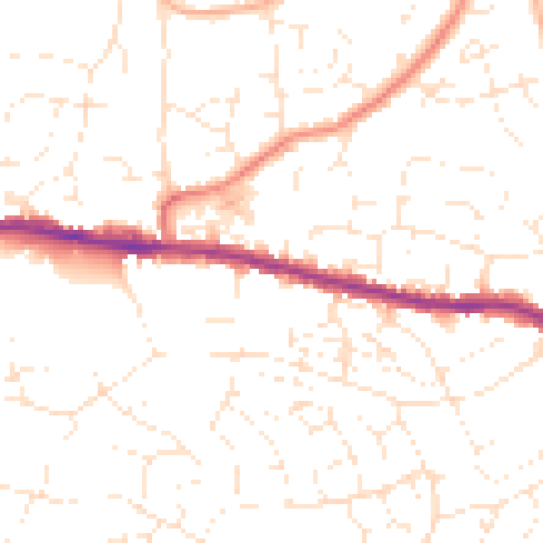 Daytime road noise heatmap for BS15 4AJ