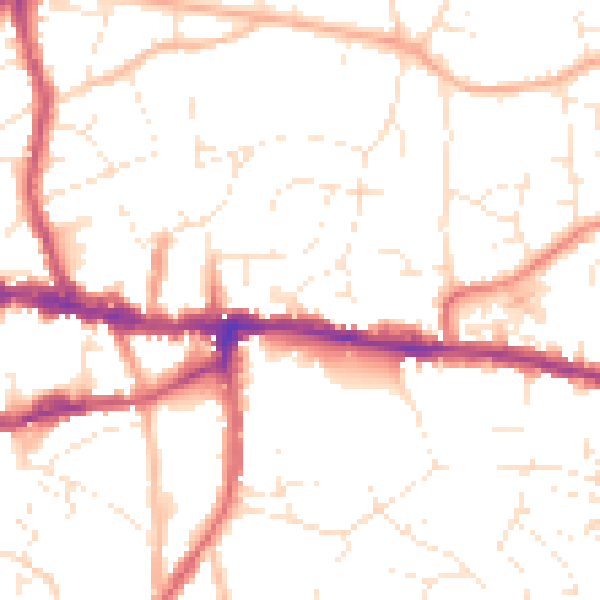 Daytime road noise heatmap for BS15 4AU