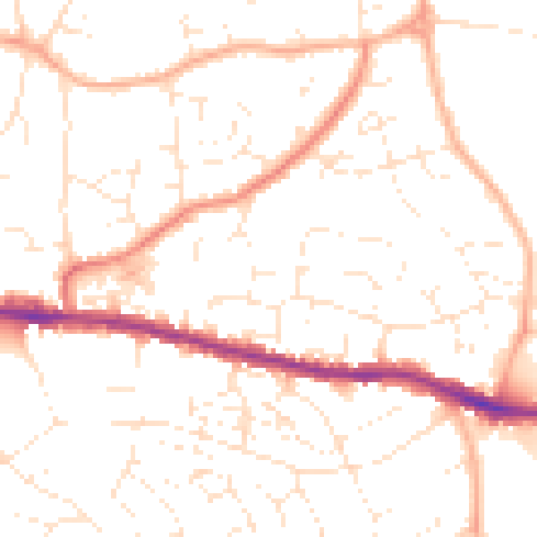 Daytime road noise heatmap for BS15 4JA
