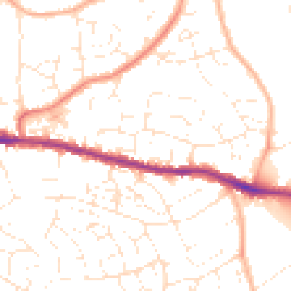 Daytime road noise heatmap for BS15 4JE