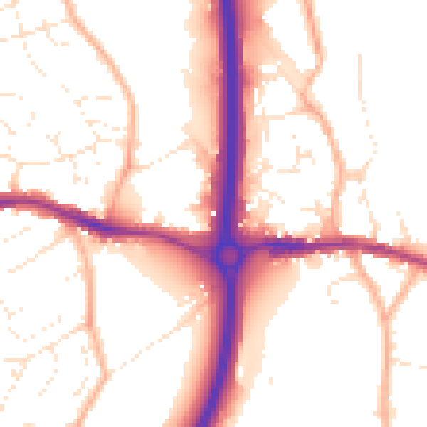 Daytime road noise heatmap for BS15 4JP