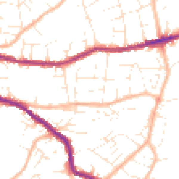 Daytime road noise heatmap for BS15 8AU