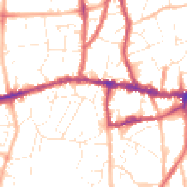 Daytime road noise heatmap for BS15 8EE