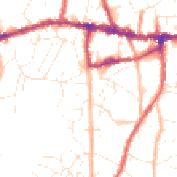 Daytime road noise heatmap for BS15 8EG