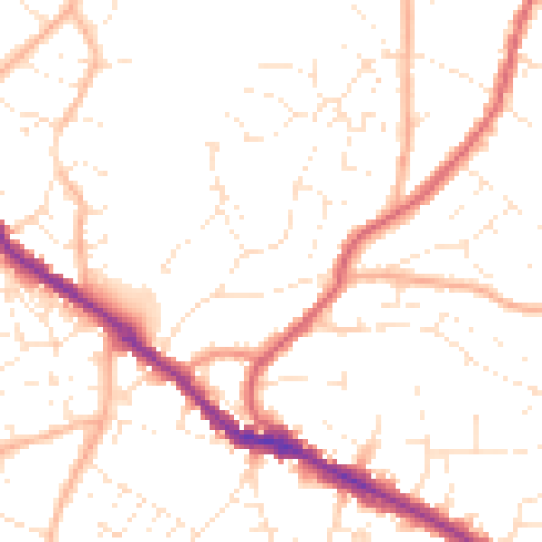 Daytime road noise heatmap for BS15 8HN