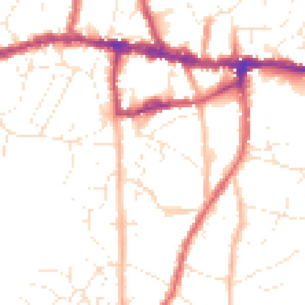 Daytime road noise heatmap for BS15 8JN