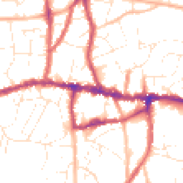 Daytime road noise heatmap for BS15 8JS