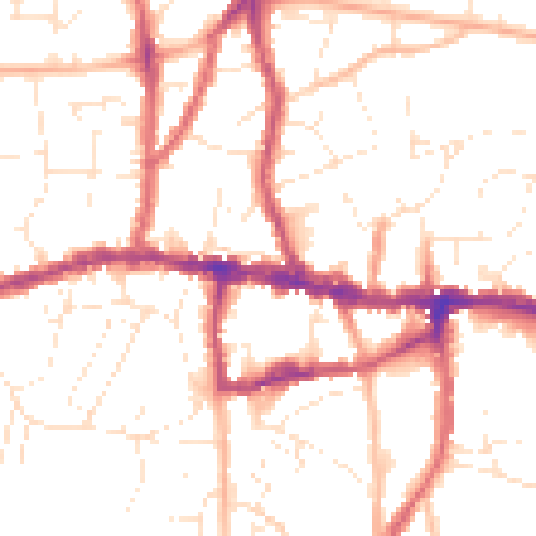 Daytime road noise heatmap for BS15 8JX