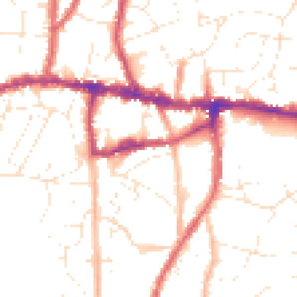 Daytime road noise heatmap for BS15 8NA