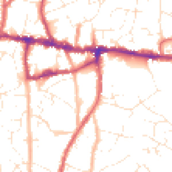 Daytime road noise heatmap for BS15 8NE