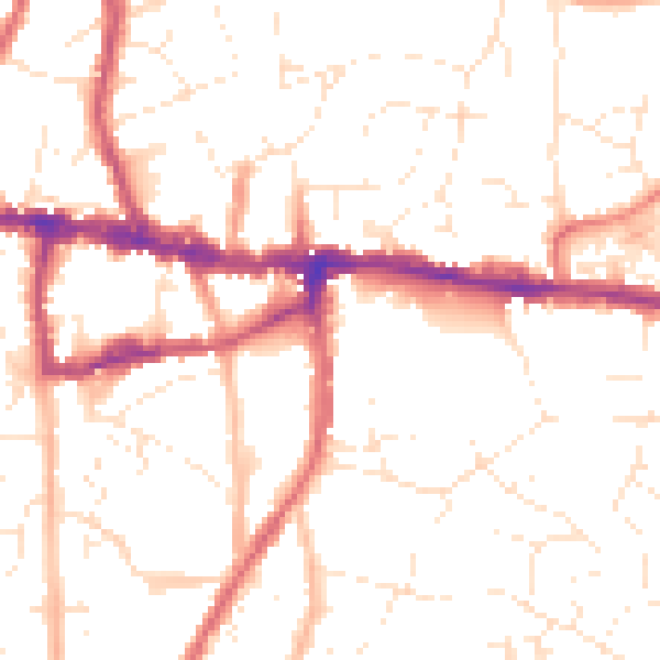 Daytime road noise heatmap for BS15 8PW